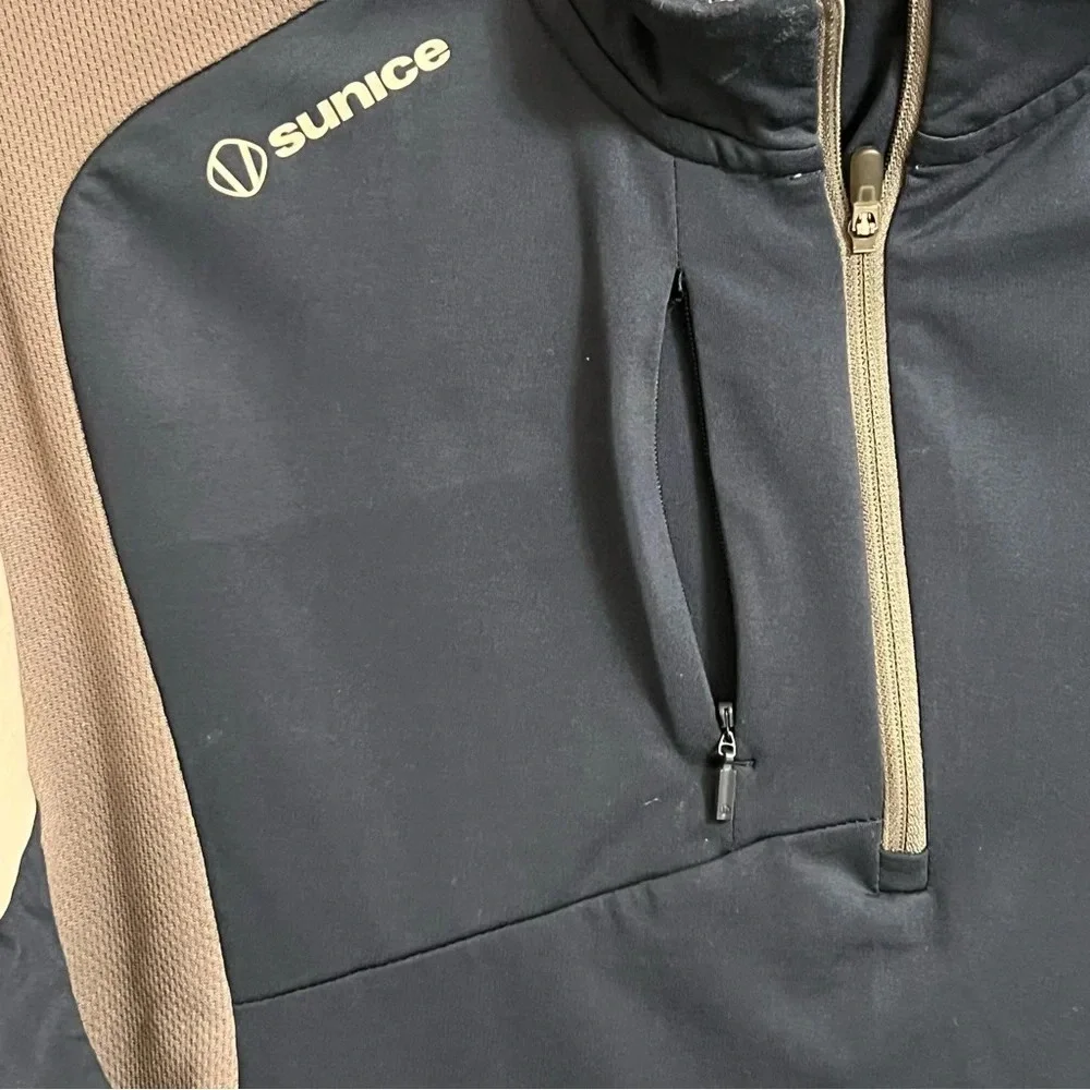 Sunice Golf Pullover Mens Large Blue White Otaki Mid Layer 1/4 Quarter Zip